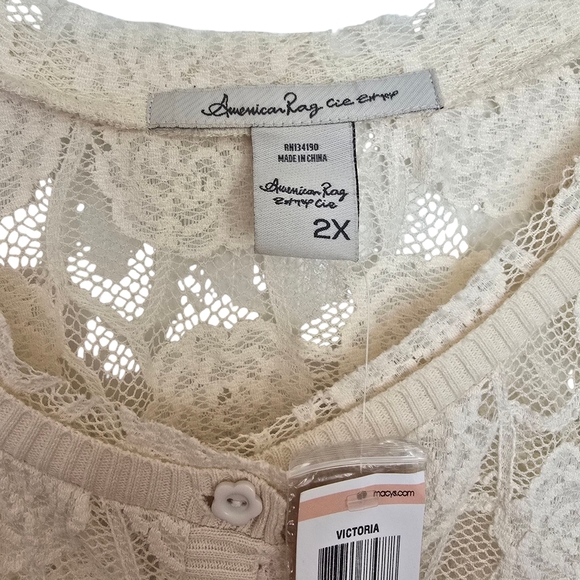 NWT American Rag Cream Lace Three Quarter Sleeve Cardigan - Picture 2 of 4